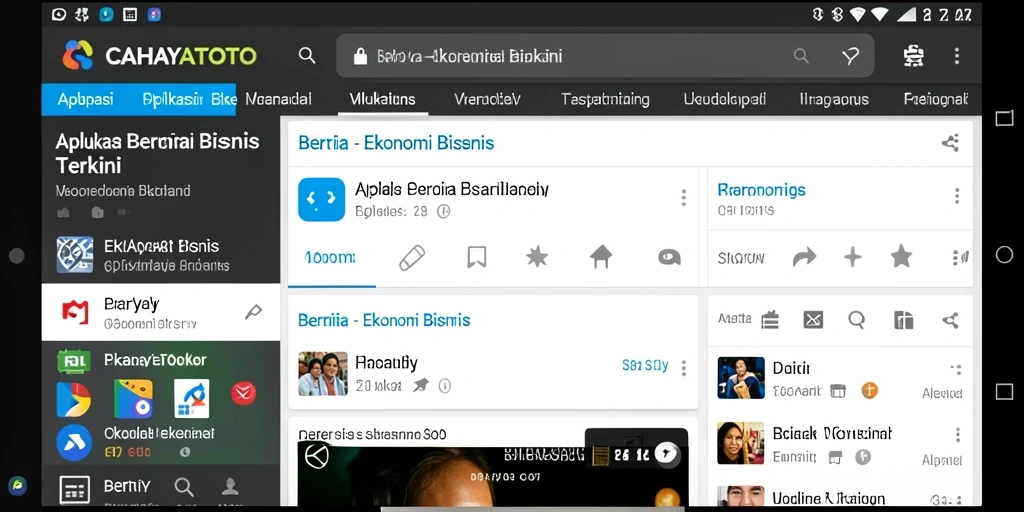 Antarmuka CAHAYATOTO menampilkan berita ekonomi bisnis yang jelas dan informatif.