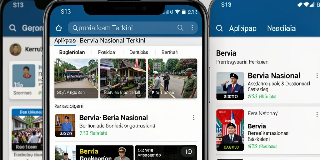 Antarmuka S13 yang sederhana dan informatif untuk berita nasional.